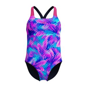 Speedo Girl's Printed Powerback Swimsuit Pink/Navy 8-003734002