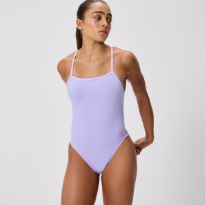 Speedo Women's Club Training Solid V-Back 2.0 Swimsuit Light Purple 8-004773002