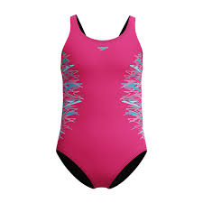 Speedo Girl's Allover Muscleback Swimsuit Pink/Turquoise 8-08324002
