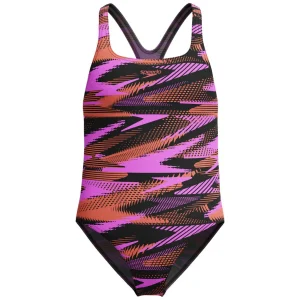 Speedo Girls' HyberBoom Printed Medalist Swimsuit Black/Pink 8-00372818290