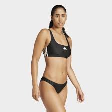 Adidas Women's Bikini 3 Stripes Black V-Back JP0147